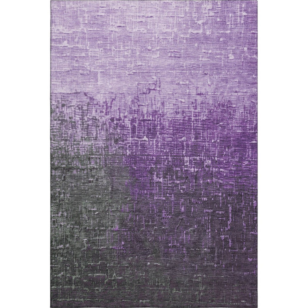 HomeRoots 10' Stylish Purple Gray Charcoal Ombre Washable Area Rug - UV Protected, Stain Resistant, Durable Design 683381