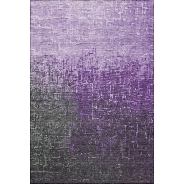 HomeRoots 10' Stylish Purple Gray Charcoal Ombre Washable Area Rug - UV Protected, Stain Resistant, Durable Design 683381