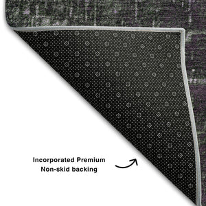 HomeRoots 10' Stylish Purple Gray Charcoal Ombre Washable Area Rug - UV Protected, Stain Resistant, Durable Design 683381
