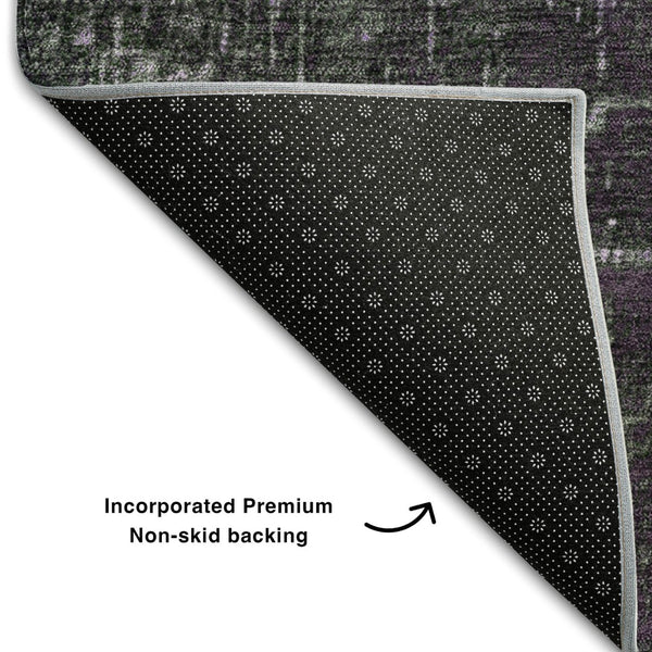 HomeRoots 10' Stylish Purple Gray Charcoal Ombre Washable Area Rug - UV Protected, Stain Resistant, Durable Design 683381
