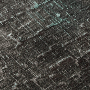 HomeRoots 8' Teal Gray Charcoal Ombre Round Rug - Washable, UV Protected, Non-Slip for Modern Homes & Kids 683384