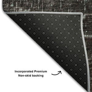 HomeRoots 8' X 10' Teal Gray Charcoal Ombre Washable Area Rug - Durable, Stain-Resistant, UV Protected Design 683385