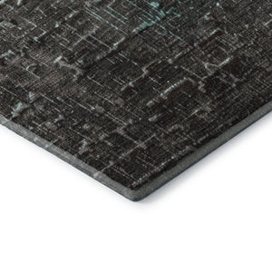 HomeRoots 8' X 10' Teal Gray Charcoal Ombre Washable Area Rug - Durable, Stain-Resistant, UV Protected Design 683385