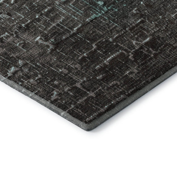 HomeRoots 8' X 10' Teal Gray Charcoal Ombre Washable Area Rug - Durable, Stain-Resistant, UV Protected Design 683385