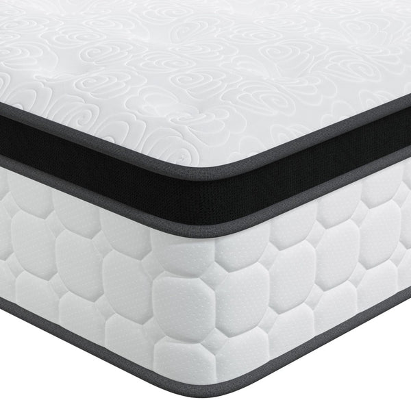 HomeRoots 12" Hybrid Pocket Coil Gel Memory Foam Mattress for Restorative Sleep, Motion Isolation & Support Queen 683390
