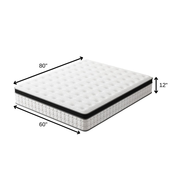 HomeRoots 12" Hybrid Pocket Coil Gel Memory Foam Mattress for Restorative Sleep, Motion Isolation & Support Queen 683390