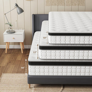HomeRoots 12" Hybrid Pocket Coil Gel Memory Foam Mattress for Restorative Sleep, Motion Isolation & Support Queen 683390