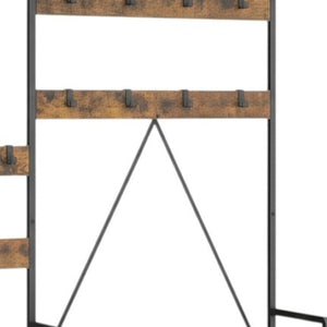 HomeRoots 71" Rustic Ten Hook Coat Rack Storage Bench - Stylish Entryway Organizer with Shoe Storage & Seat 683392
