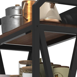 HomeRoots 56" Modern Black and Brown Metal Etagere Bookcase - Stylish Four-Tier Storage for Any Room 683394