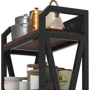 HomeRoots 56" Modern Black and Brown Metal Etagere Bookcase - Stylish Four-Tier Storage for Any Room 683394
