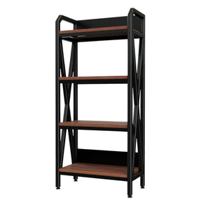 HomeRoots 56" Modern Black and Brown Metal Etagere Bookcase - Stylish Four-Tier Storage for Any Room 683394
