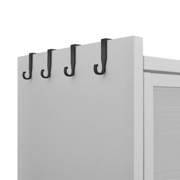 HomeRoots 73" White Stainless Steel Textured Door Dining Hutch - Stylish Storage with Gold Accents & Versatility 683396