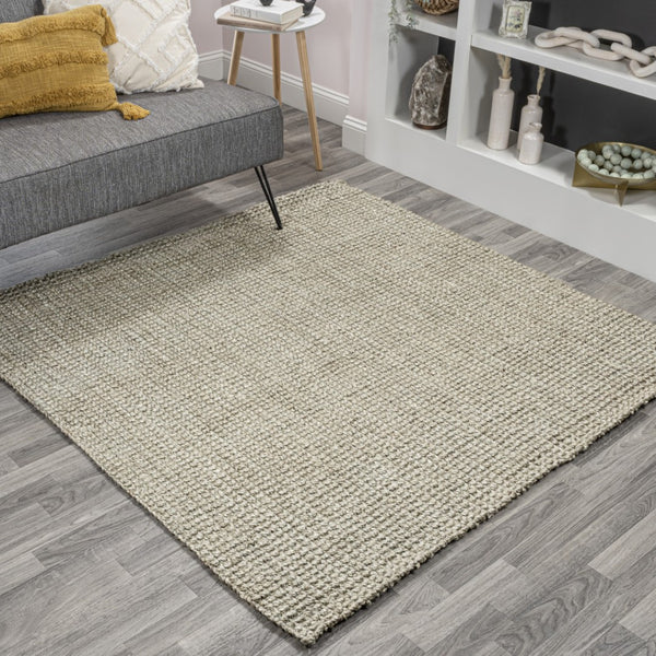 HomeRoots 6' Gray Jute Handmade Square Rug – Versatile Natural Fiber Accent for Modern and Rustic Interiors 683404