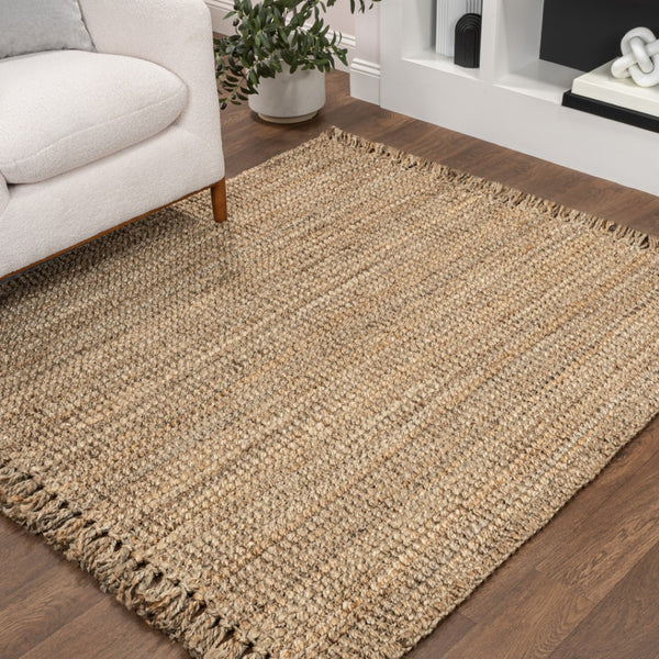 HomeRoots 9' Natural Jute Handmade Square Rug with Fringed Edges – Stylish, Durable, Perfect for Any Decor! 683412