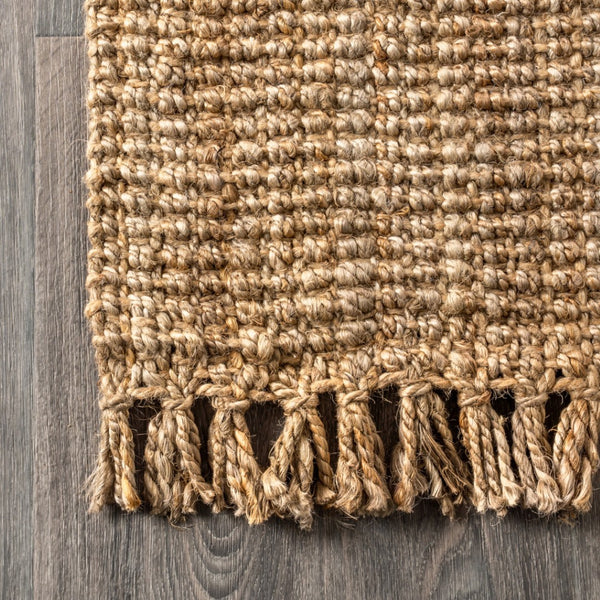 HomeRoots 9' Natural Jute Handmade Square Rug with Fringed Edges – Stylish, Durable, Perfect for Any Decor! 683412