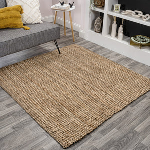 HomeRoots 5' Natural Jute Handmade Square Rug – Stylish, Durable & Versatile Floor Accent for Any Space 683413