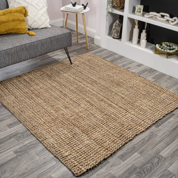 HomeRoots 5' Natural Jute Handmade Square Rug – Stylish, Durable & Versatile Floor Accent for Any Space 683413