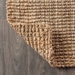 HomeRoots 8' Natural Jute Handmade Square Rug - Cozy, Durable, and Artisanal Accent for Modern Rustic Spaces 683416