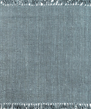 HomeRoots 5' Light Blue Jute Handmade Square Rug with Fringe - Eco-Friendly, Soft Texture for Any Room Decor 683428