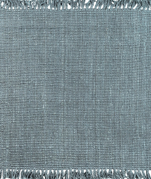 HomeRoots 5' Light Blue Jute Handmade Square Rug with Fringe - Eco-Friendly, Soft Texture for Any Room Decor 683428