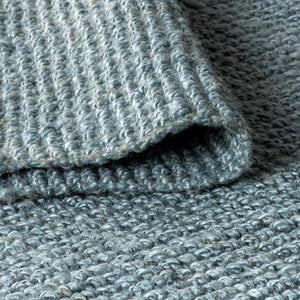 HomeRoots 5' Light Blue Jute Handmade Square Rug with Fringe - Eco-Friendly, Soft Texture for Any Room Decor 683428