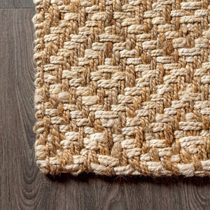 HomeRoots 5' Natural Jute Handmade Square Rug - Stylish, Durable, and Versatile for Any Home Décor Space 683433
