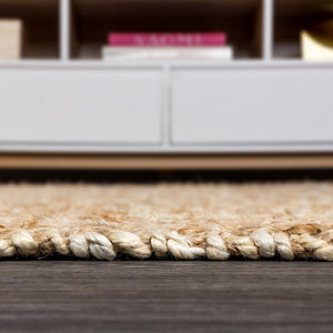 HomeRoots 5' Natural Jute Handmade Square Rug - Stylish, Durable, and Versatile for Any Home Décor Space 683433