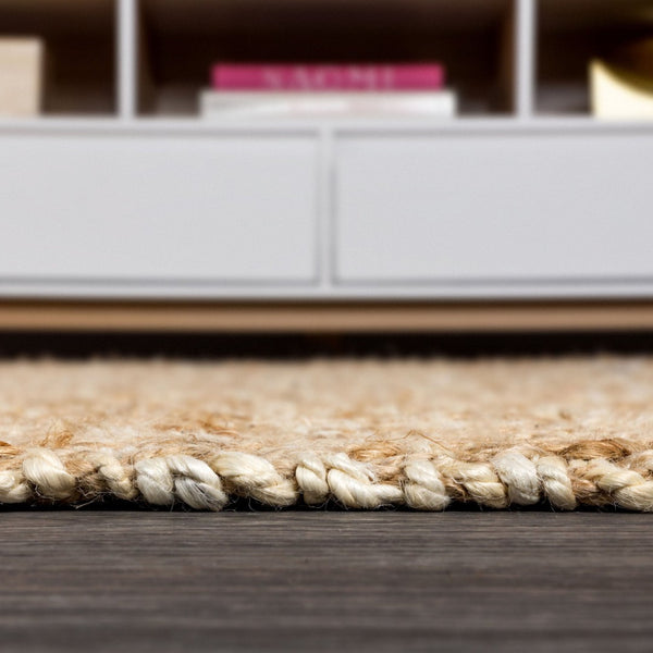 HomeRoots 5' Natural Jute Handmade Square Rug - Stylish, Durable, and Versatile for Any Home Décor Space 683433