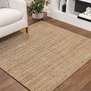 HomeRoots 6' Handmade Natural Jute Square Rug - Eco-Friendly Design for Warmth, Style, and Noise Reduction 683438