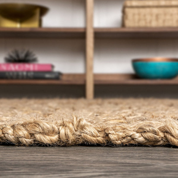 HomeRoots 6' Handmade Natural Jute Square Rug - Eco-Friendly Design for Warmth, Style, and Noise Reduction 683438