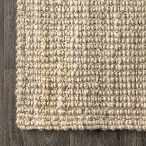 HomeRoots 5' Ivory Jute Handmade Square Rug - Artisanal Design for Cozy Living Spaces, Easy Care & Style 683439