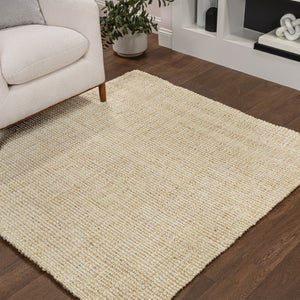 HomeRoots 6' Ivory Jute Handmade Square Rug – Durable, Textured, and Stylish for Contemporary Living Spaces 683440