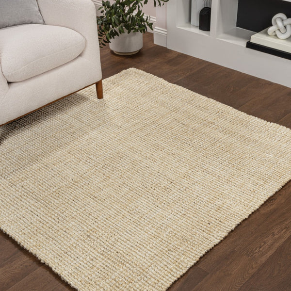 HomeRoots 6' Ivory Jute Handmade Square Rug – Durable, Textured, and Stylish for Contemporary Living Spaces 683440
