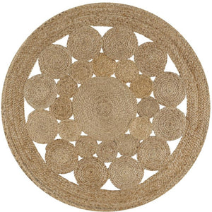 HomeRoots 5' Natural Jute Round Rug - Durable, Textured Design for Modern Spaces, Ideal for Living Rooms & More 683447