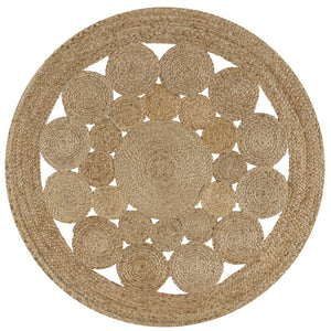 HomeRoots 5' Natural Jute Round Rug - Durable, Textured Design for Modern Spaces, Ideal for Living Rooms & More 683447