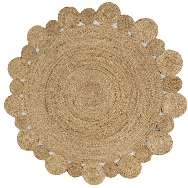 HomeRoots 5' Natural Jute Round Rug - Handcrafted Elegance for Modern Spaces, Durable & Easy to Care For 683450