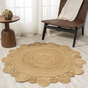 HomeRoots 5' Natural Jute Round Rug - Handcrafted Elegance for Modern Spaces, Durable & Easy to Care For 683450