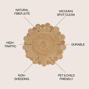 HomeRoots 5' Natural Jute Round Rug - Handcrafted Elegance for Modern Spaces, Durable & Easy to Care For 683450