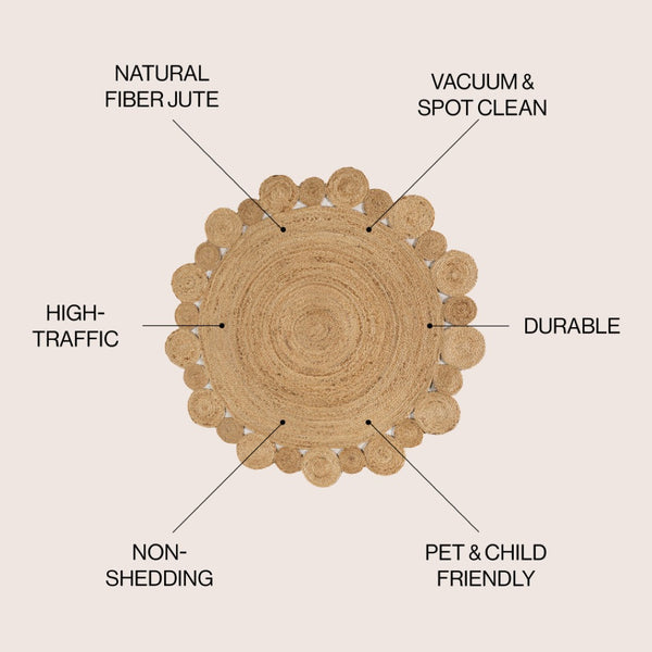 HomeRoots 5' Natural Jute Round Rug - Handcrafted Elegance for Modern Spaces, Durable & Easy to Care For 683450