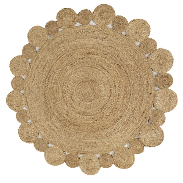 HomeRoots 5' Natural Jute Round Rug - Handcrafted Elegance for Modern Spaces, Durable & Easy to Care For 683450