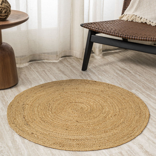 HomeRoots 5' Natural Jute Round Rug – Durable, Stylish & Perfect for Layering in Living Rooms or Entryways! 683453
