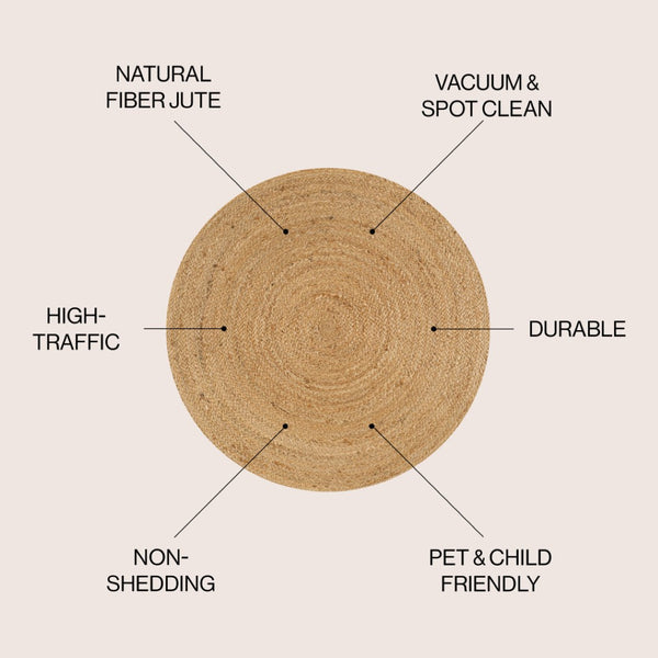 HomeRoots 5' Natural Jute Round Rug – Durable, Stylish & Perfect for Layering in Living Rooms or Entryways! 683453
