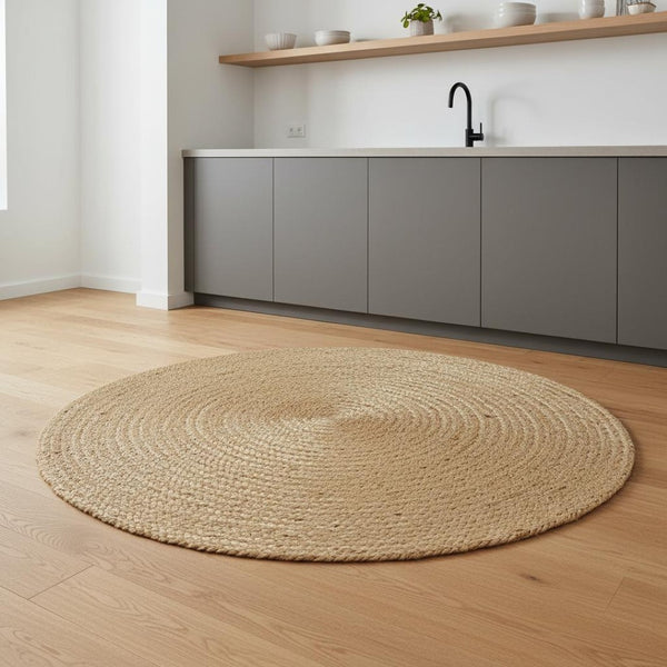HomeRoots 5' Natural Jute Round Rug – Durable, Stylish & Perfect for Layering in Living Rooms or Entryways! 683453