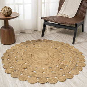 HomeRoots 5' Natural Jute Round Rug - Cozy, Durable, and Stylish Accent for Modern and Farmhouse Interiors 683456