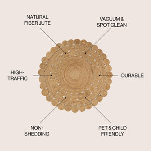 HomeRoots 5' Natural Jute Round Rug - Cozy, Durable, and Stylish Accent for Modern and Farmhouse Interiors 683456