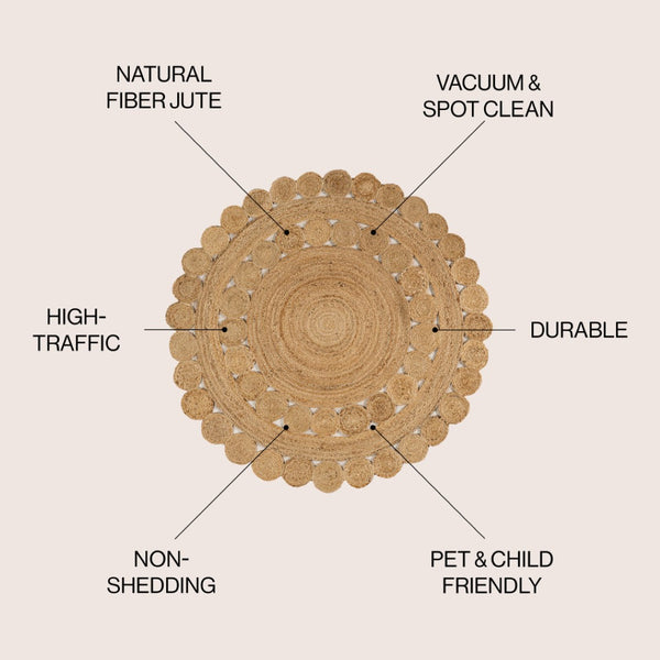 HomeRoots 5' Natural Jute Round Rug - Cozy, Durable, and Stylish Accent for Modern and Farmhouse Interiors 683456