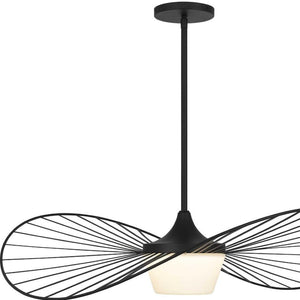 HomeRoots 34" Black Aluminum Geometric Wavy LED Pendant Light – Dimmable, Modern Design for Indoor & Outdoor Use 683460