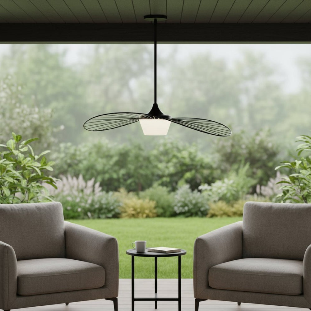 HomeRoots 34" Black Aluminum Geometric Wavy LED Pendant Light – Dimmable, Modern Design for Indoor & Outdoor Use 683460