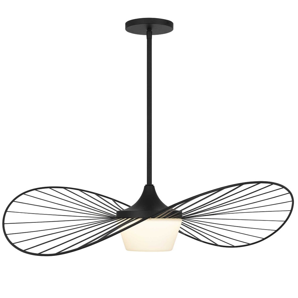 HomeRoots 34" Black Aluminum Geometric Wavy LED Pendant Light – Dimmable, Modern Design for Indoor & Outdoor Use 683460
