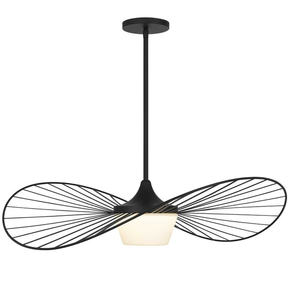 HomeRoots 34" Black Aluminum Geometric Wavy LED Pendant Light – Dimmable, Modern Design for Indoor & Outdoor Use 683460